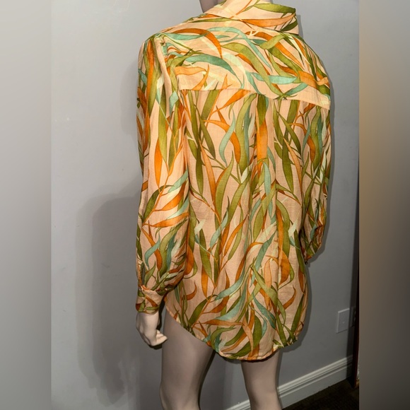 Dixie cotton Blend Button Down Print Top M - Picture 7 of 11